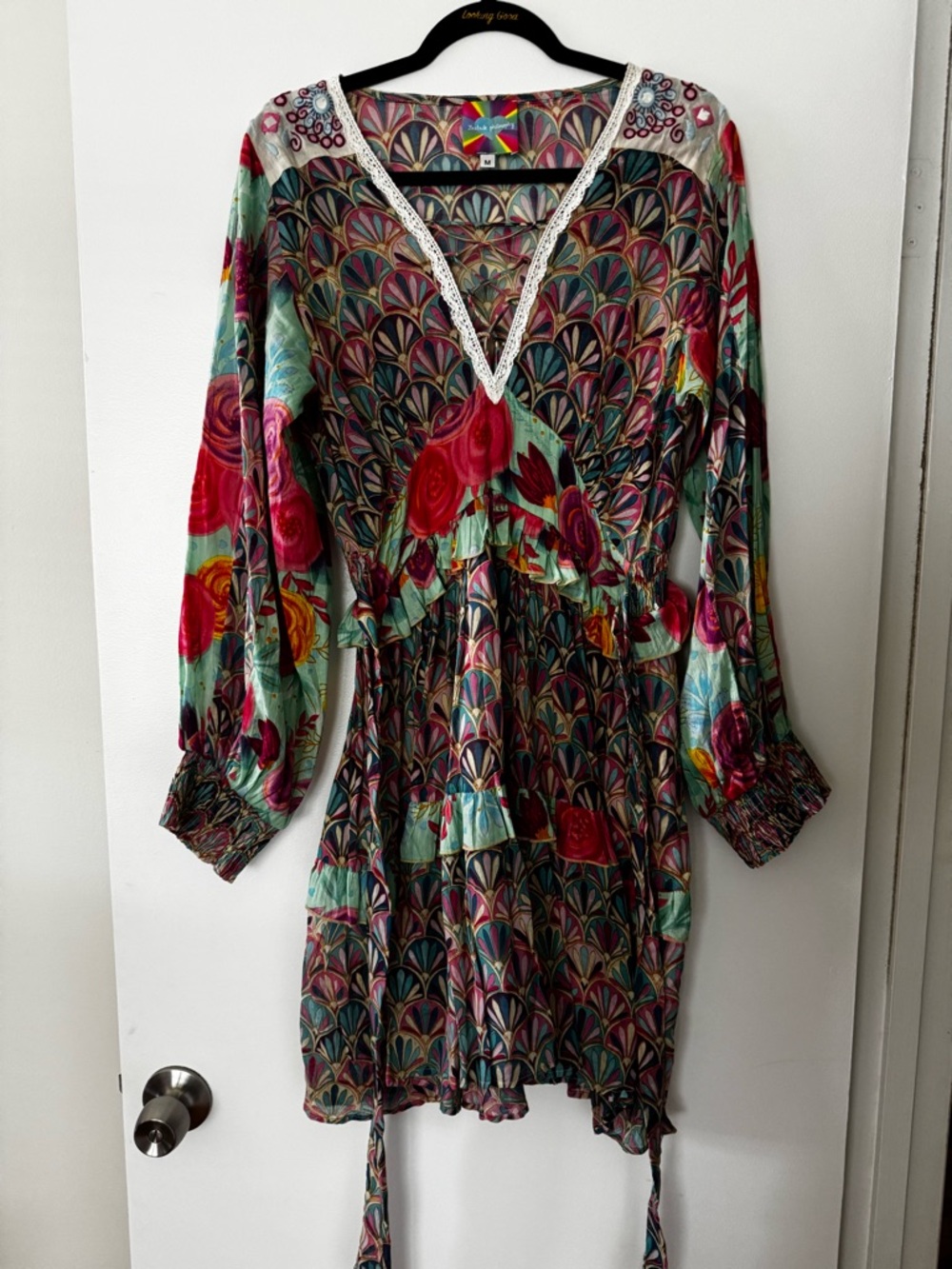 Floral Multicolor Pattern V‑Neck Mini Dress